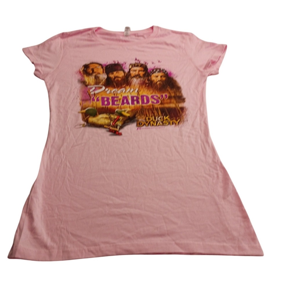 Duck Dynasty Dream Beards Pink Graphic T-Shirt Women's L Alstyle Robertson Crew